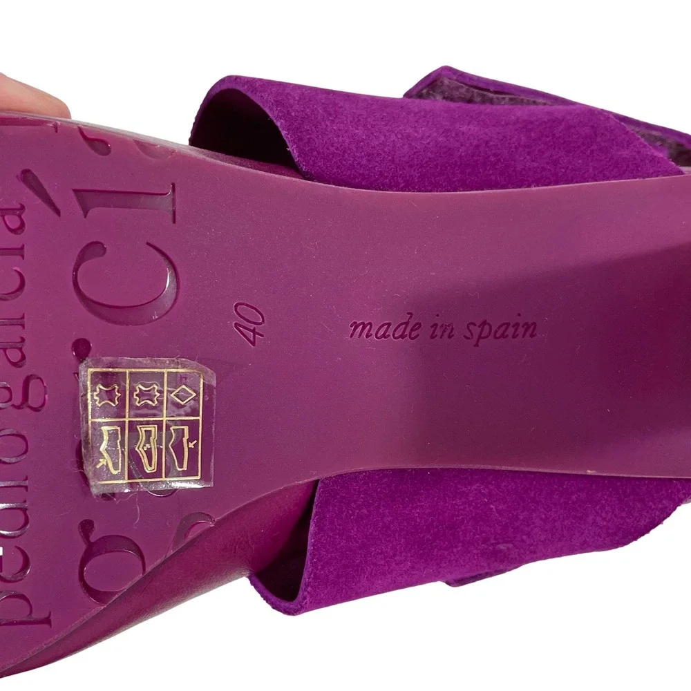 NWT Pedro Garcia Collins Purple Suede Slingback Block Heel Sandals Size 40 US 10
